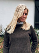 Orton Jumper rundhalset sweater, Porcupine brun, Geelong lammeuld