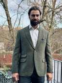 London tweed blazer, Harris Tweed, green castle houndstooth 636