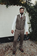 Wales tweed vest, Harris Tweed, country herringbone, farve 624