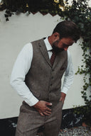 Wales tweed vest, Harris Tweed, country herringbone, farve 624