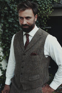 Wales tweed vest, Harris Tweed, country herringbone, farve 624