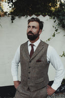 Wales tweed vest, Harris Tweed, country herringbone, farve 624