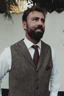 Wales tweed vest, Harris Tweed, country herringbone, farve 624