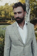 London blazer, ren silke, lys glencheck tern, farve 6491