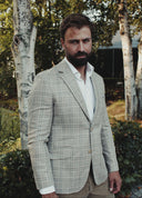 London blazer, ren silke, lys glencheck tern, farve 6491
