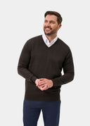 Millbrook Merino v-hals pullover, mørkebrun