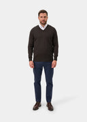 Millbrook Merino v-hals pullover, mørkebrun