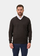 Millbrook Merino v-hals pullover, mørkebrun