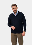 Millbrook Merino v-hals pullover, marineblå