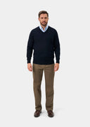 Millbrook Merino v-hals pullover, marineblå