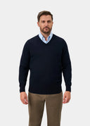 Millbrook Merino v-hals pullover, marineblå