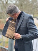 Patrick blazer, blue multi check, Harris Tweed