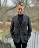 Patrick blazer, grey/blue check, Harris Tweed