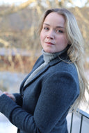 Emilia Tweed Coat dame, Cashmere and Wool Tweed, blue herringbone farve 610