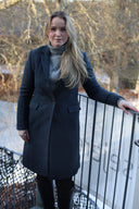Emilia Tweed Coat dame, Cashmere and Wool Tweed, blue herringbone farve 610