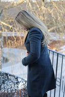 Emilia Tweed Coat dame, Cashmere and Wool Tweed, blue herringbone farve 610