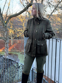 Bailey Field Coat dame, Harris Tweed, green overcheck