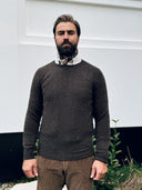 Orton Jumper rundhalset sweater, Porcupine brun, Geelong lammeuld