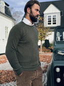 Orton Jumper rundhalset sweater, Loden Green, Geelong lammeuld