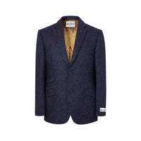 Patrick blazer, navy marineblå herringbone, Yorkshire Tweed