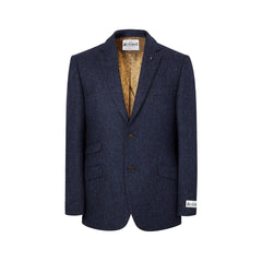 Patrick blazer, navy marineblå herringbone, Yorkshire Tweed