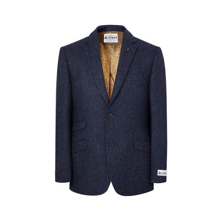 Patrick blazer, navy marineblå herringbone, Yorkshire Tweed