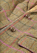 Pippa Waistcoat Yorkshire Tweed, gulgrøn med pink tern