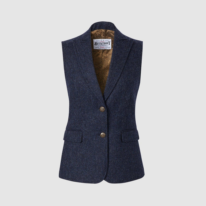 Pippa Waistcoat Yorkshire Tweed, blå herringbone