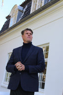 Patrick blazer, navy marineblå herringbone, Yorkshire Tweed