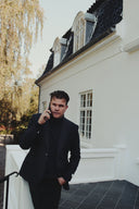 Patrick blazer, navy marineblå herringbone, Yorkshire Tweed