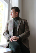 Patrick blazer, gulgrøn m. pink tern, Yorkshire Tweed