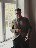 Patrick blazer, gulgrøn m. pink tern, Yorkshire Tweed