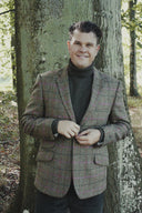 Patrick blazer, gulgrøn m. pink tern, Yorkshire Tweed