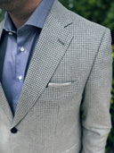 London blazer, ren silke, lys grå pepita houndstooth