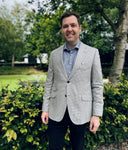 London blazer, ren silke, lys grå pepita houndstooth