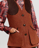 Glouchestershire Ladies Shoot Waistcoat vest, tweed, amber burnt orange