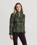Lansdowne Check Short Pea Coat, creen ochre check