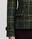 Lansdowne Check Short Pea Coat, creen ochre check