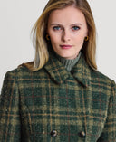 Lansdowne Check Short Pea Coat, creen ochre check