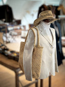 Håndtaske Raffia strå med kort håndtag, lynlåslukning og foring