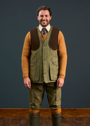 Rutland Mens Tweed Shooting Waistcoat, dark moss
