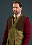 Rutland Mens Tweed Shooting Waistcoat, lichen