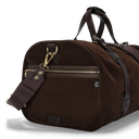 Suede Duffle Holdall, brun ruskind, fremstillet i England