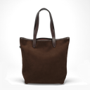 Suede Tall Tote, brun ruskind, fremstillet i England