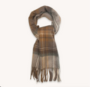 Halstørklæde, beige tartan tern, uld