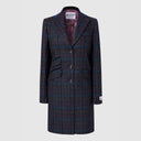 Tori 3/4 Ladies Coat frakke af Yorkshire Tweed, navy multicheck