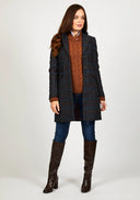 Tori 3/4 Ladies Coat frakke af Yorkshire Tweed, navy multicheck