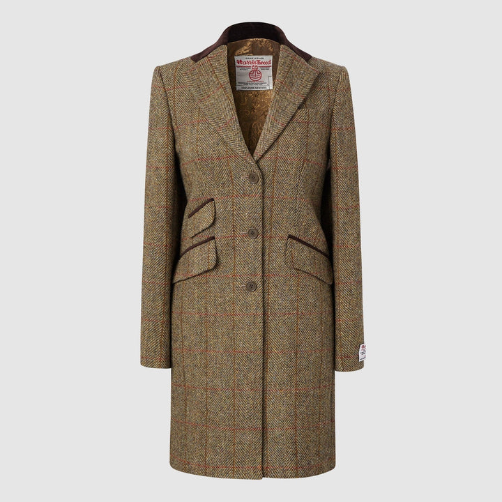 Tori 3/4 Ladies Coat frakke af Harris Tweed, mustard