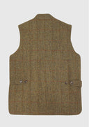 William Tweed Gilet vest med Nehru krave, Harris Tweed, mustard