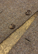 William Tweed Gilet vest med Nehru krave, Yorkshire Tweed, natural